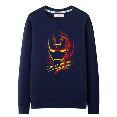 Men's Marvel Ironman Fleece Long Sleeve Crewneck Sweatshirt - icoshero