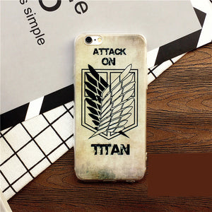 Attack on Titan Printed IPhone case Transparent Silicone Phone Shell IPhone 6/6s,6p/6sp,7,7p - icoshero